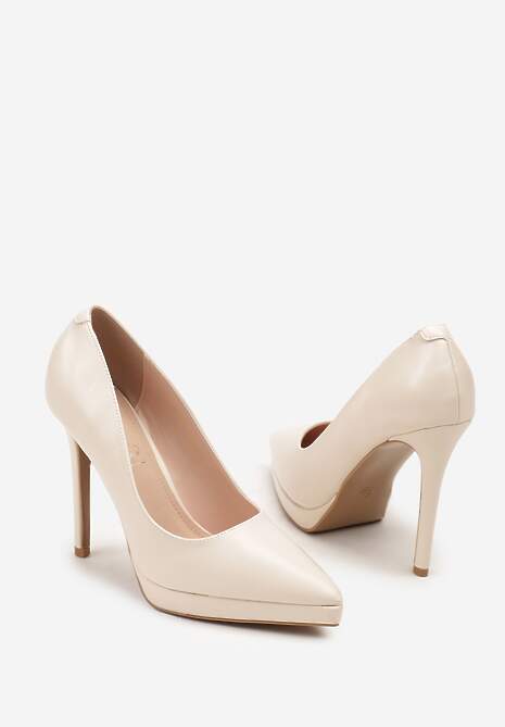 Jasnobeżowe Szpilki Vices ze Skórzaną Wkładką w Klasycznym Stylu Amorisse