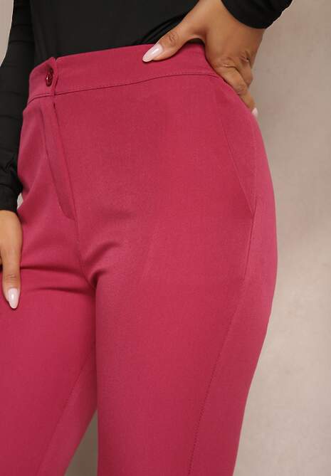 Ciemnoróżowe Spodnie Dzwony High Waist Enyselle