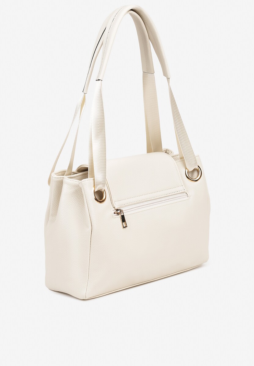 Biała Torebka na Ramię w Klasycznym Stylu z Klapą Idaletia