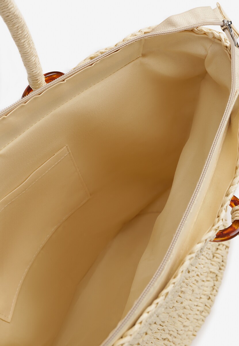 Jasnobeżowa Torebka Letnia Boho z Ozdobnej Plecionki Junixie