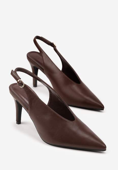 Brązowe Sandały Slingback na Obcasie Typu Szpilka Latira