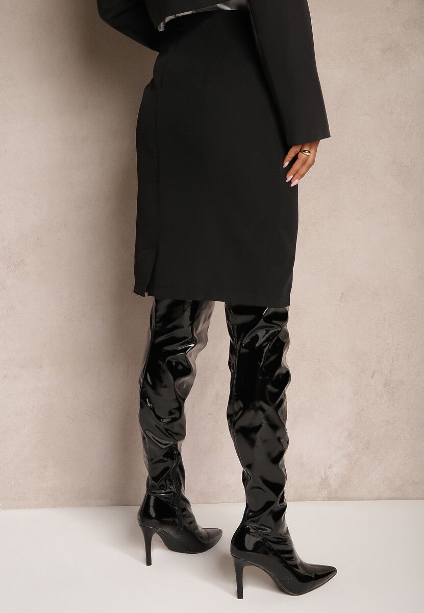 Czarna Ołówkowa Spódnica o Długości Mini Bezande