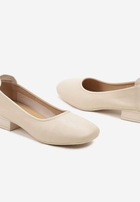 Beżowe Casualowe Czółenka na Niskim Obcasie Comita