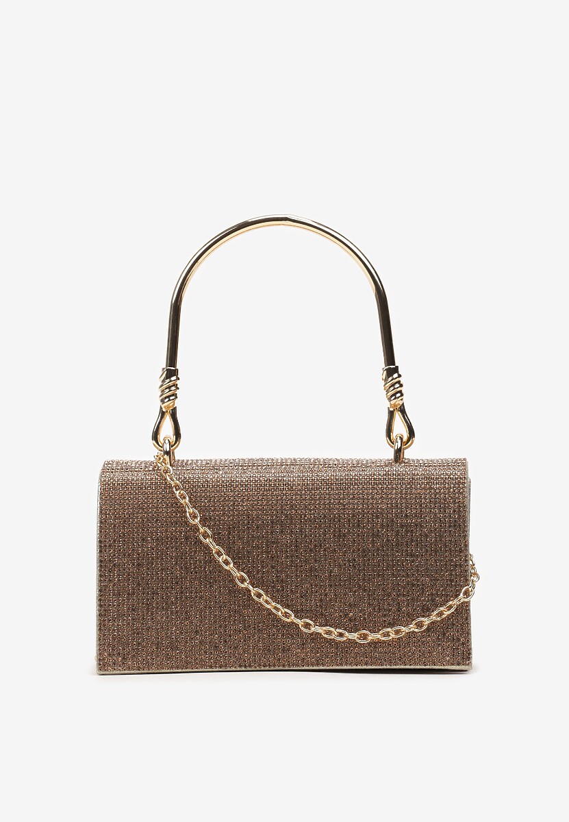 Czarna Mała Torebka w Cyrkonie z Rączką i Łańcuszkiem Haloa