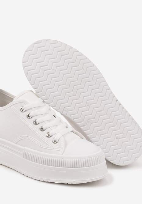 Białe Trampki na Platformie z Metaliczną Ozdobą Afleeria