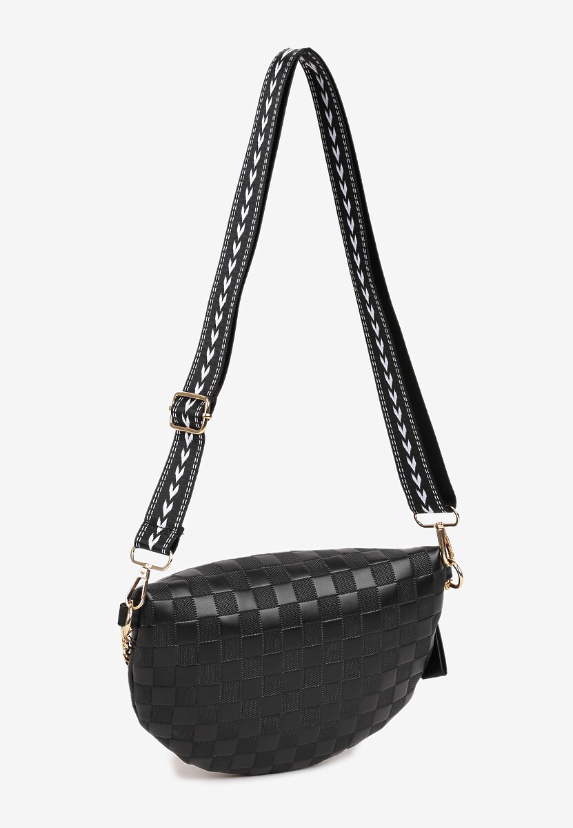 Czarna Tłoczona Nerka z Łańcuszkiem i Dodatkowym Szerokim Paskiem Alisvara