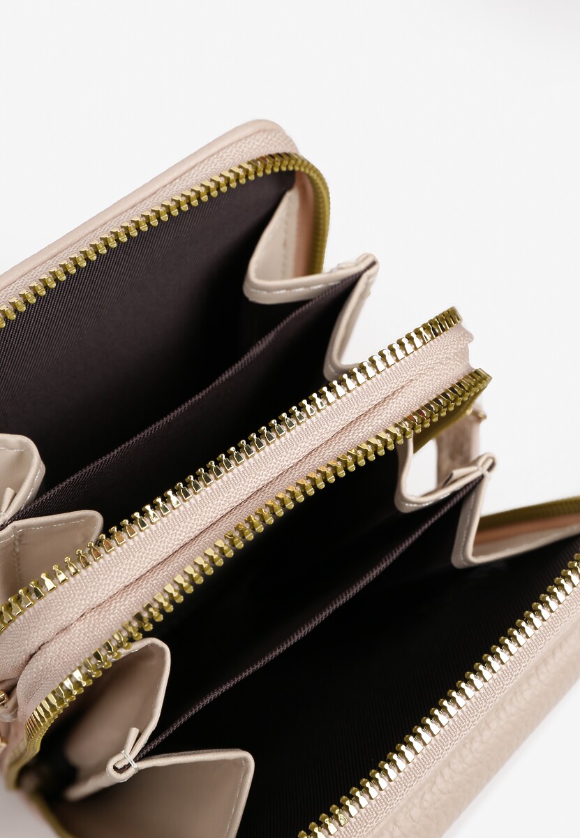 Beżowa Mała Torebka z Metaliczną Ozdobą Seniffia