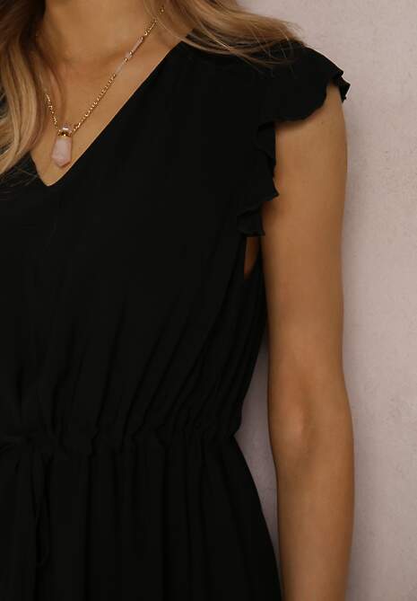 Czarna Sukienka z Wiskozy Apostelis