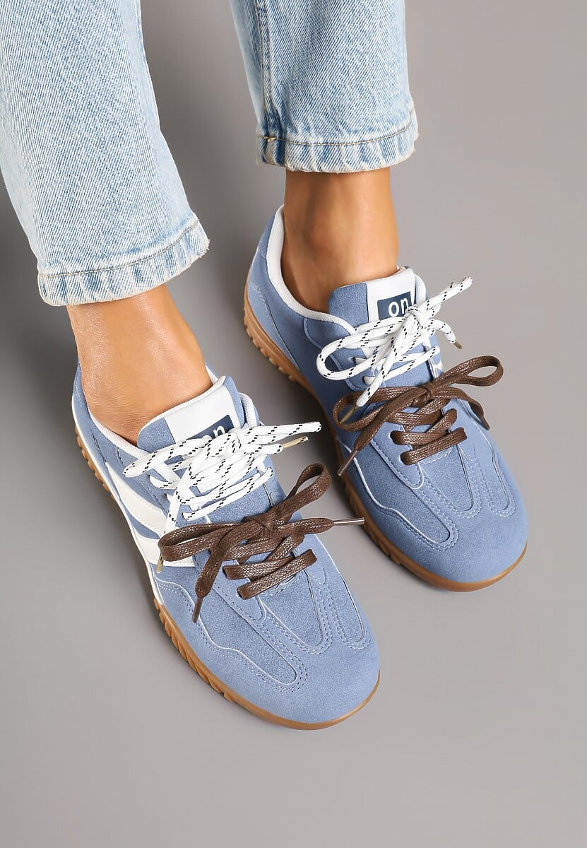 Niebieskie Sneakersy w Stylu Kultowych Tenisówek z Podwójnymi Sznurówkami Nilaviela