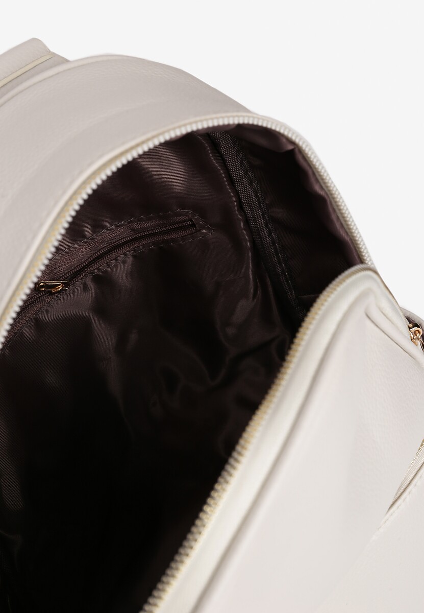 Biały Plecak z Dodatkową Kieszonką i Frędzlem Moratia