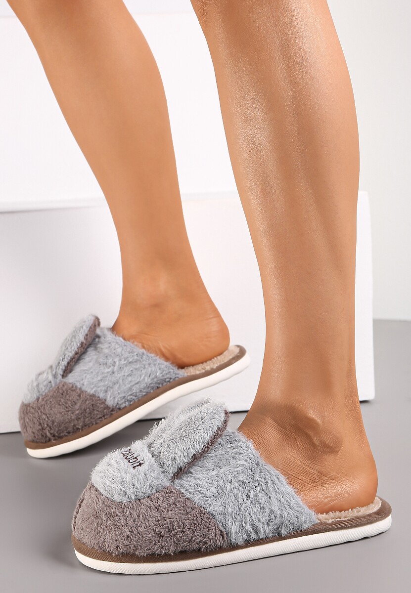 Brązowe Kapcie z Uszami Królika Zarmo