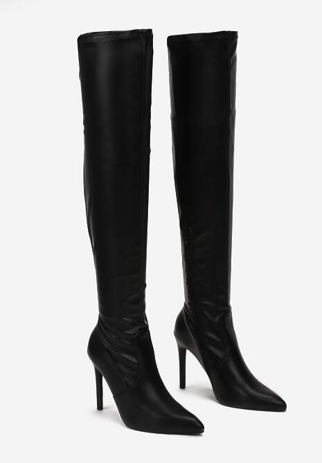 Czarne Kozaki za Kolano na Wysokiej Szpilce Mevanti