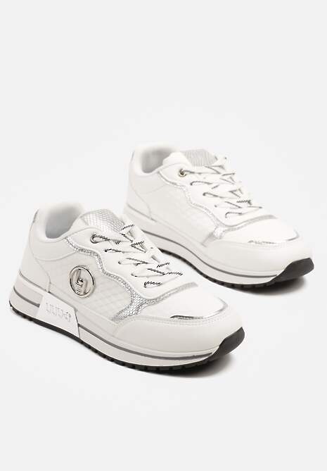 Białe Sneakersy z Metaliczną Ozdobą Firamia