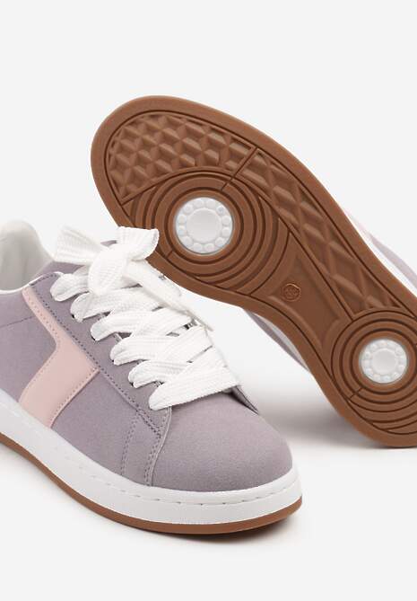 Fioletowe Sneakersy z Geometrycznym Motywem Taniffia