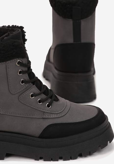 Czarne Traperki z Futerkiem Eidenope