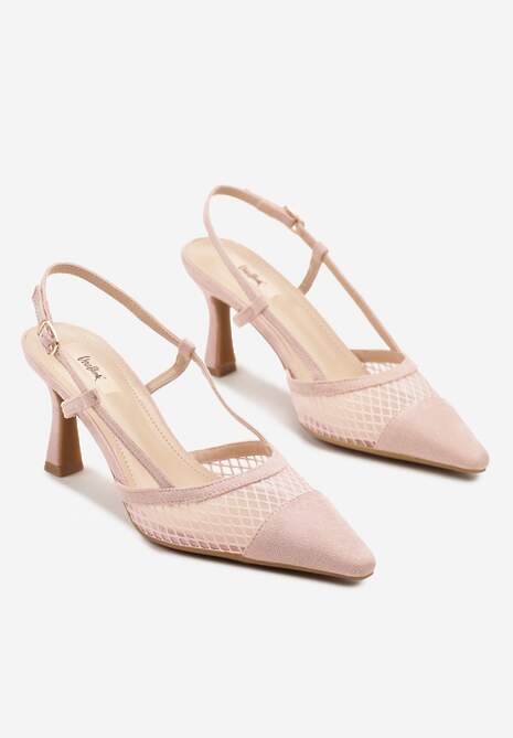 Różowe Sandały na Klepsydrze z Cholewką z Siateczki Nilavea