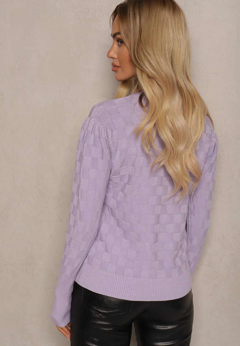 Jasnofioletowy Sweter z Modalem i Wiskozą Ozdobiony Tłoczeniem Liliti