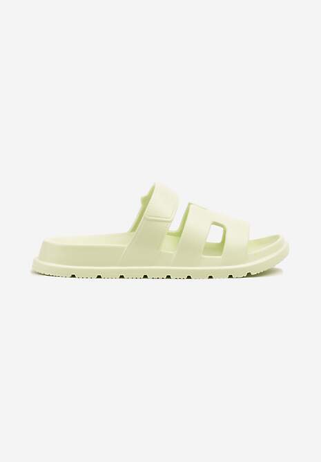 Jasnozielone Klapki z Pianki Zdobione Wycięciami Ellivania