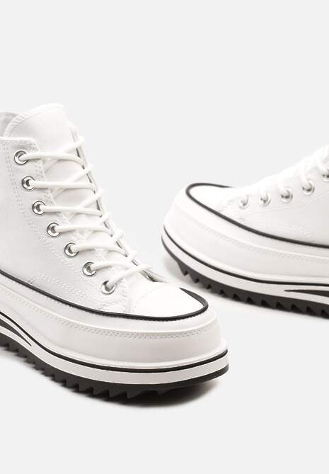 Białe Trampki na Wysokiej Platformie z Cholewką za Kostkę Anlitela