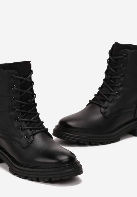 Czarne Botki w Stylu Workerów Grunge Lenikka