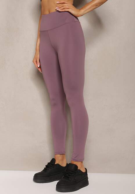 Fioletowe Sportowe Legginsy High Waist Vesara