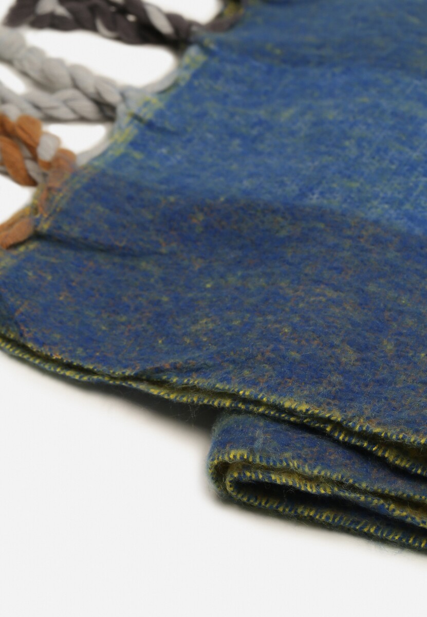 Granatowy Szalik z Motywem Pasków i Warkoczami Tinalissea