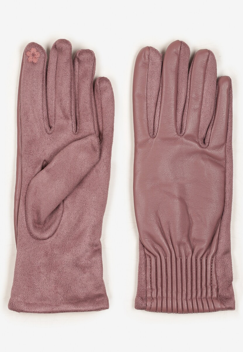 Zielone Rękawiczki z Marszczonym Wzorem Lynlemi