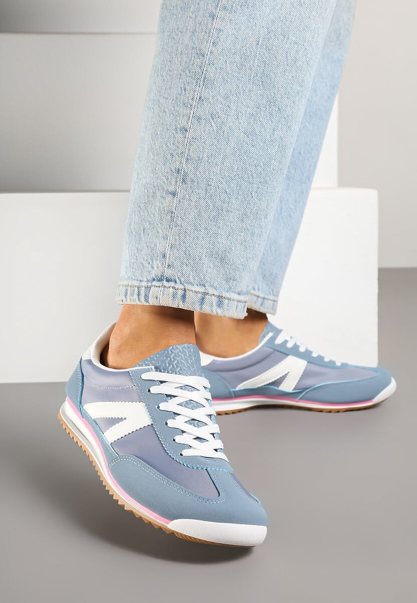 Niebieskie Sneakersy Ozdobione Geometrycznym Motywem Clevandra