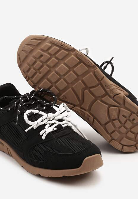Czarne Sneakersy z Podwójnymi Sznurówkami Terfitra