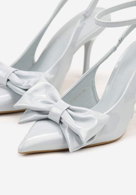 Niebieskie Sandały na Szpilce Vices z Dużą Kokardką Bez Pięty Velozia