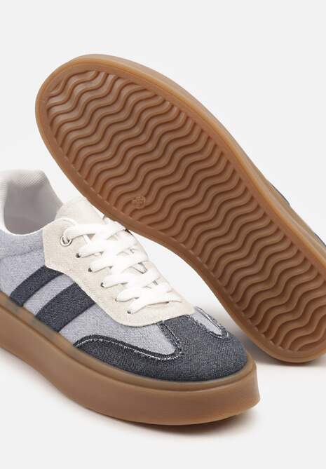 Granatowe Sneakersy Tenisówki na Kauczukowej Podeszwie Ardisora
