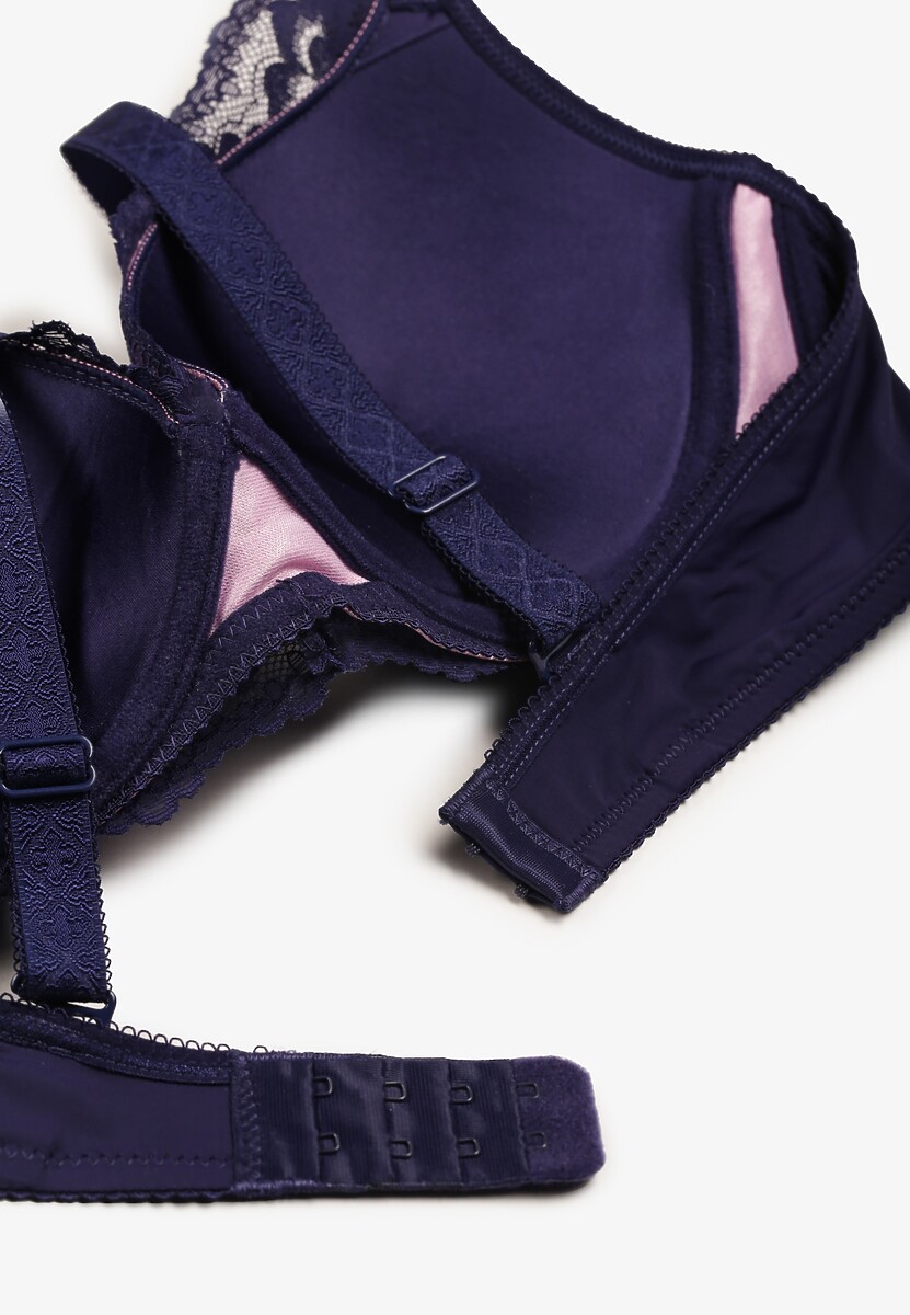 Fioletowo-Różowy Biustonosz z Koronką i Funkcją Push Up Wifia