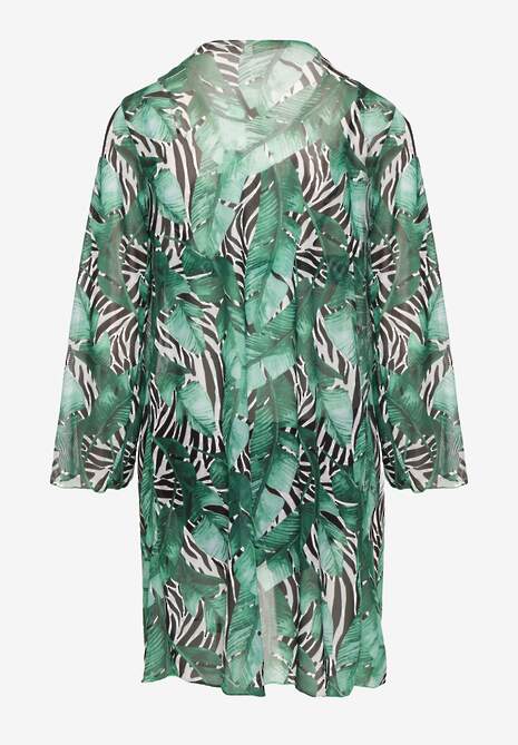 Zielono-Czarne Bikini Majtki Figi Biustonosz i Siateczkowa Narzutka Folanisse