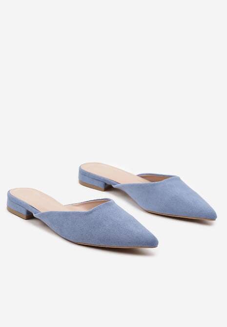 Niebieskie Klapki Typu Mule z Noskiem w Szpic Ferraza