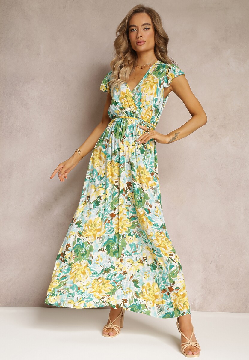 Zielono-Beżowa Sukienka Fionowen