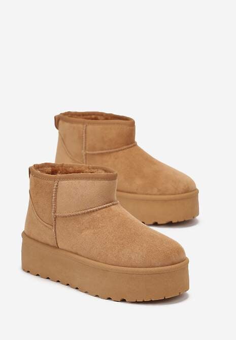 Brązowe Krótkie Śniegowce na Platformie Elenith