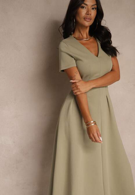 Jasnozielona Casualowa Sukienka z Bawełną Zeredira