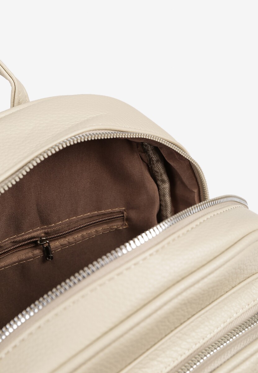 Jasnobeżowy Pikowany Plecak z Metaliczną Aplikacją Paselitia