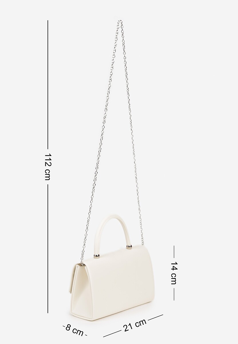 Biała Wieczorowa Torebka o Prostokątnym Kształcie z Rączką i Klapą Zarissae