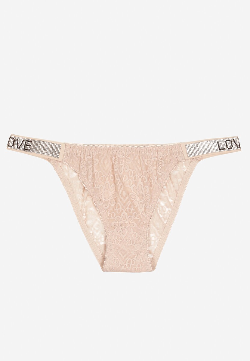 Białe Bawełniane Majtki Figi z Koronki Ozdobione Cyrkoniami Elenivia