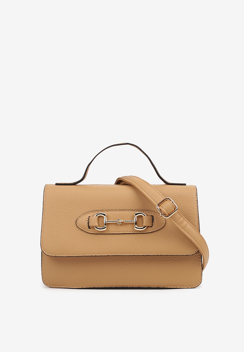 Beżowa  Torebka Prostokątna w Typie Listonoszki z Paskiem Regulowanym Naniviia