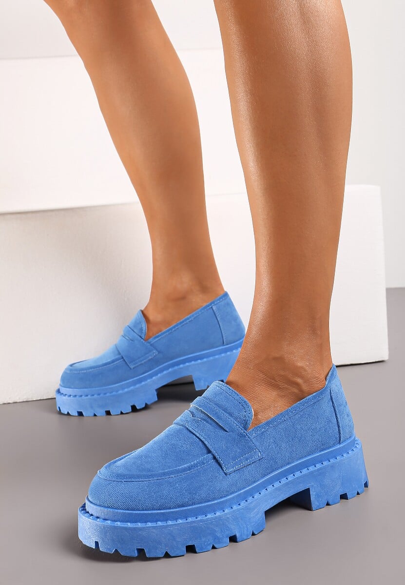 Niebieskie Wsuwane Mokasyny Vices na Platformie  Dionela