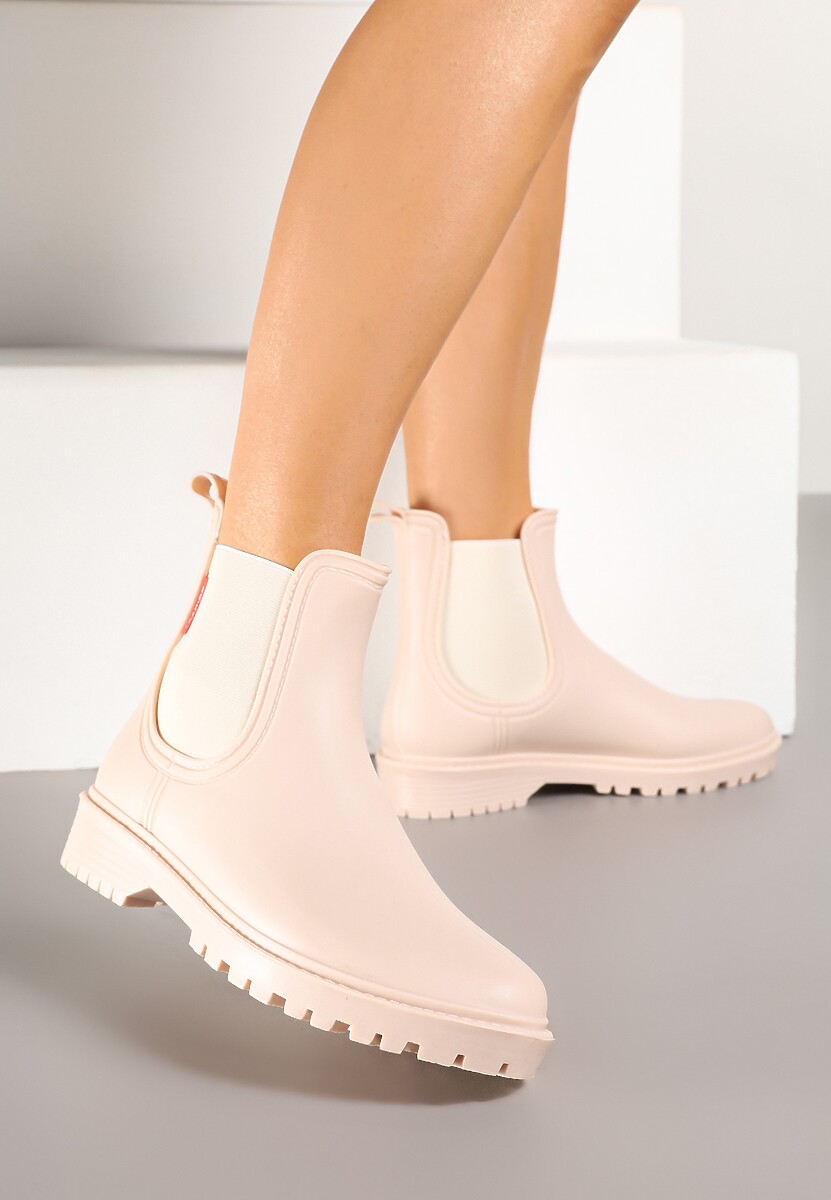 Beżowe Kalosze z Elastyczną Wstawką Erlexia