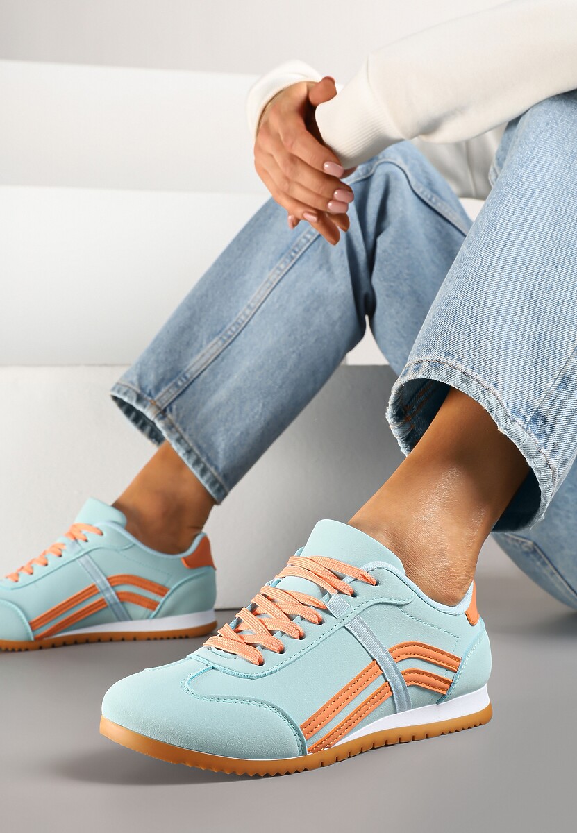 Żółte Sneakersy przed Kostkę z Paskami na Cholewce Deniffia