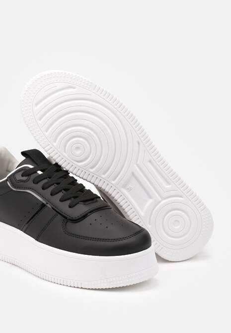 Czarno-Białe Sneakersy Vices na Platformie ze Sznurowaniem Lealirra