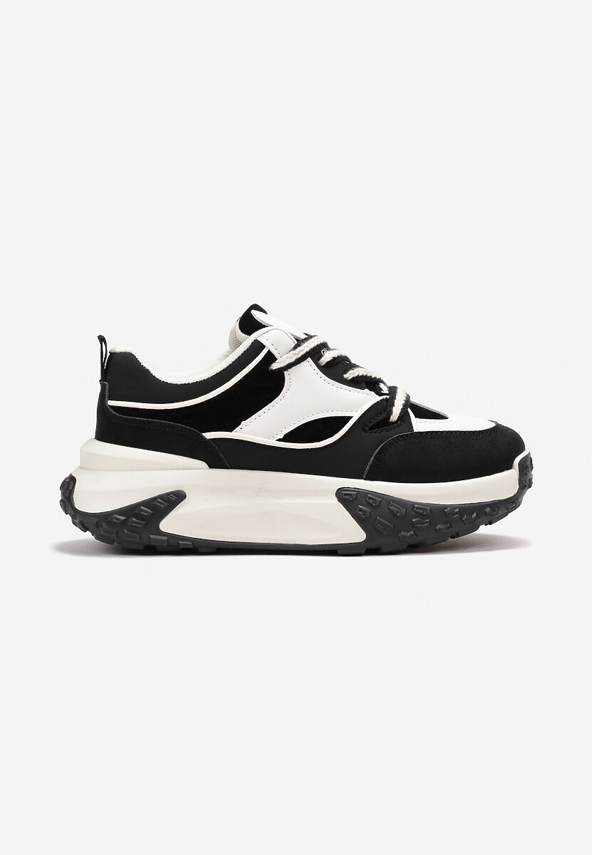 Czarne Sneakersy z Plecionymi Sznurówkami Georhita