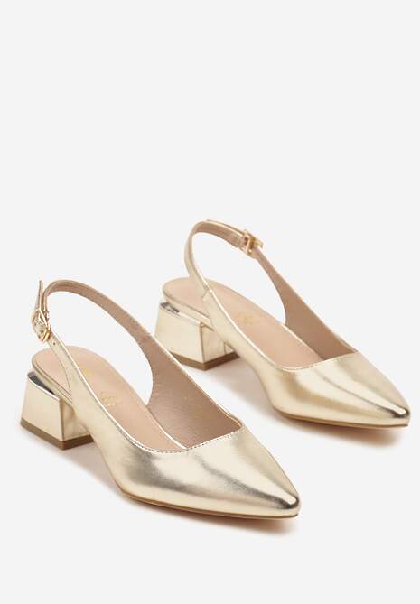 Złote Sandały Vices Slingback ze Skórzaną Wkładką Ciarissa