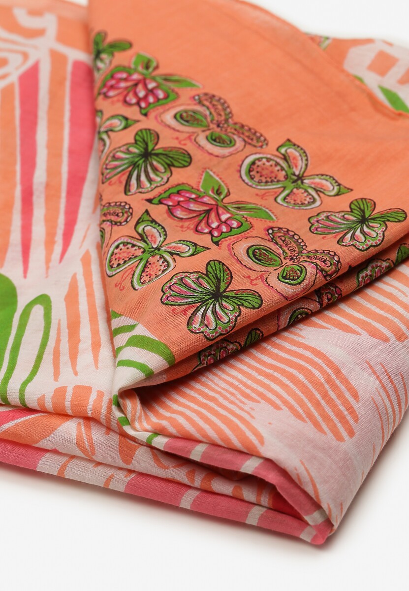 Różowy Szalik w Stylu Apaszki z Bawełny z Motylami Geniosa