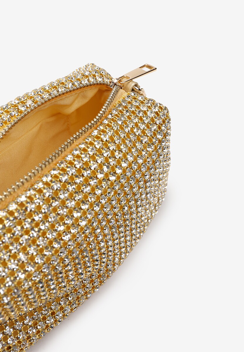 Złota Mała Torebka w Cyrkonie z Paskiem i Łańcuszkiem Volaria