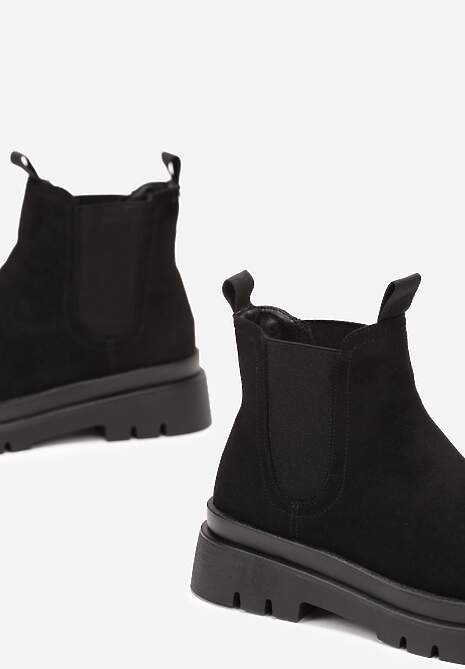 Czarne Botki Sztyblety z Elastyczną Wstawką Luviissa